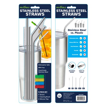 Hitt Brands Hitt Brands Multicolored Plastic/Stainless Steel Straws HE0096